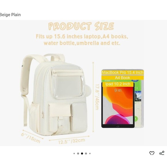 15.6" Laptop Backpack Girls Bookbag College Middle High School Bag for Student - Picture 7 of 7